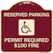 Signmission Reserved Parking Permit Required $100 Fine Heavy-Gauge Aluminum Sign, 18" x 18", BU-1818-23060 A-DES-BU-1818-23060 - alternate 1